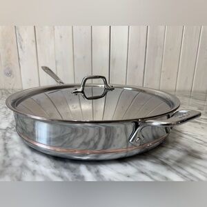 All-Clad, 6 Quart, 5-Ply Bonded Cookware, Copper Core Saute Pan with Lid (B)